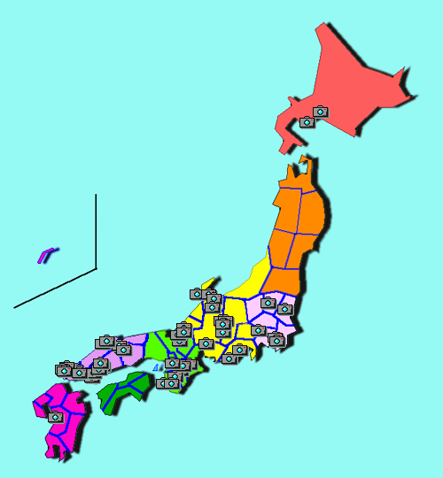
						絶景撮影スポット、観光スポットを示した日本地図のイメージマップ
						
