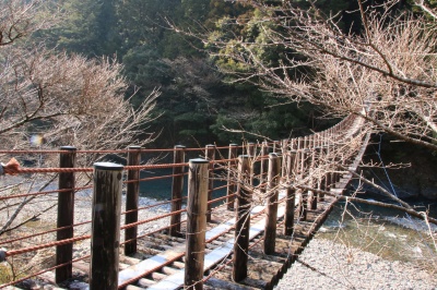 高野龍神スカイライン、道の駅・龍神の横の吊り橋の絶景写真